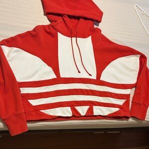 Adidas Red and White Women's Sweater